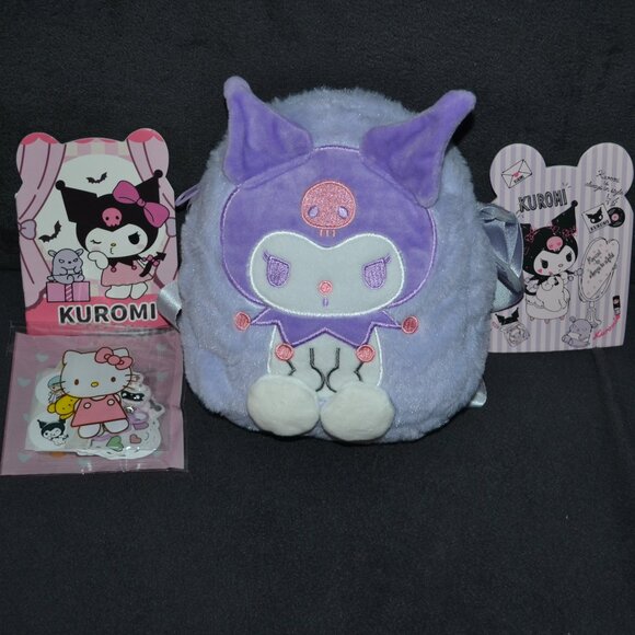 Kuromi Small Purple Plush Crossbody Bag - Picture 1 of 6